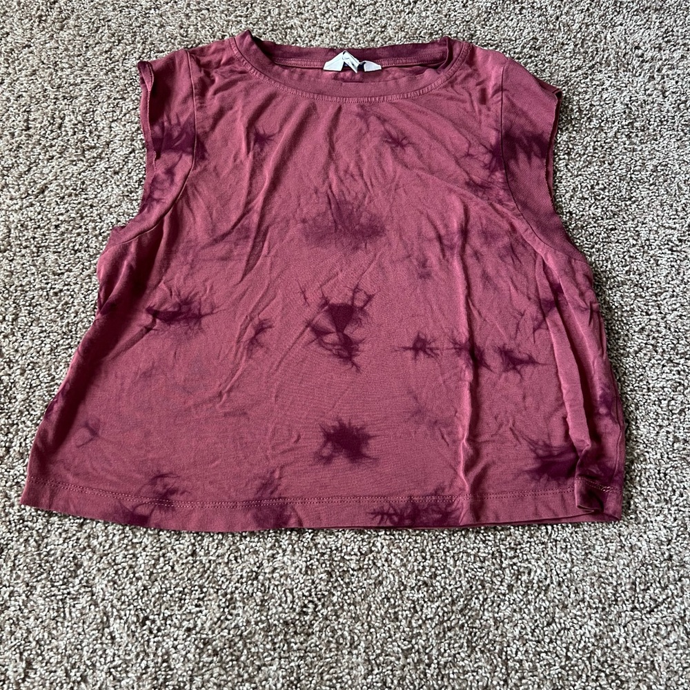 JoyLab Burgundy Tie-Dye Muscle Tee